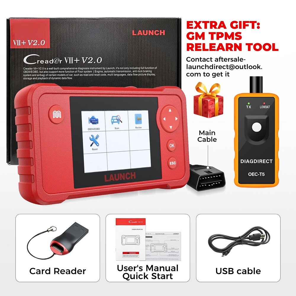 2025 LAUNCH Creader VII+ V2.0 OBD2 Diagnostic Scanner ABS SRS Fault Code Reader