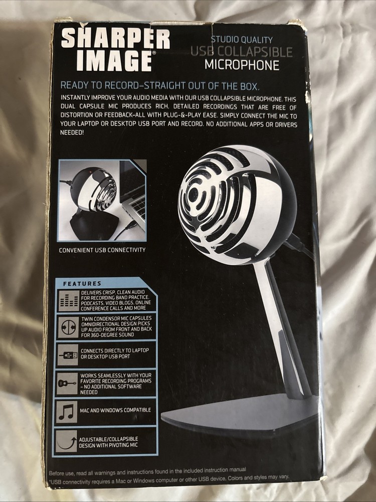 Sharper Image Studio Quality USB Collapsible Microphone Mac/Windows Compatible