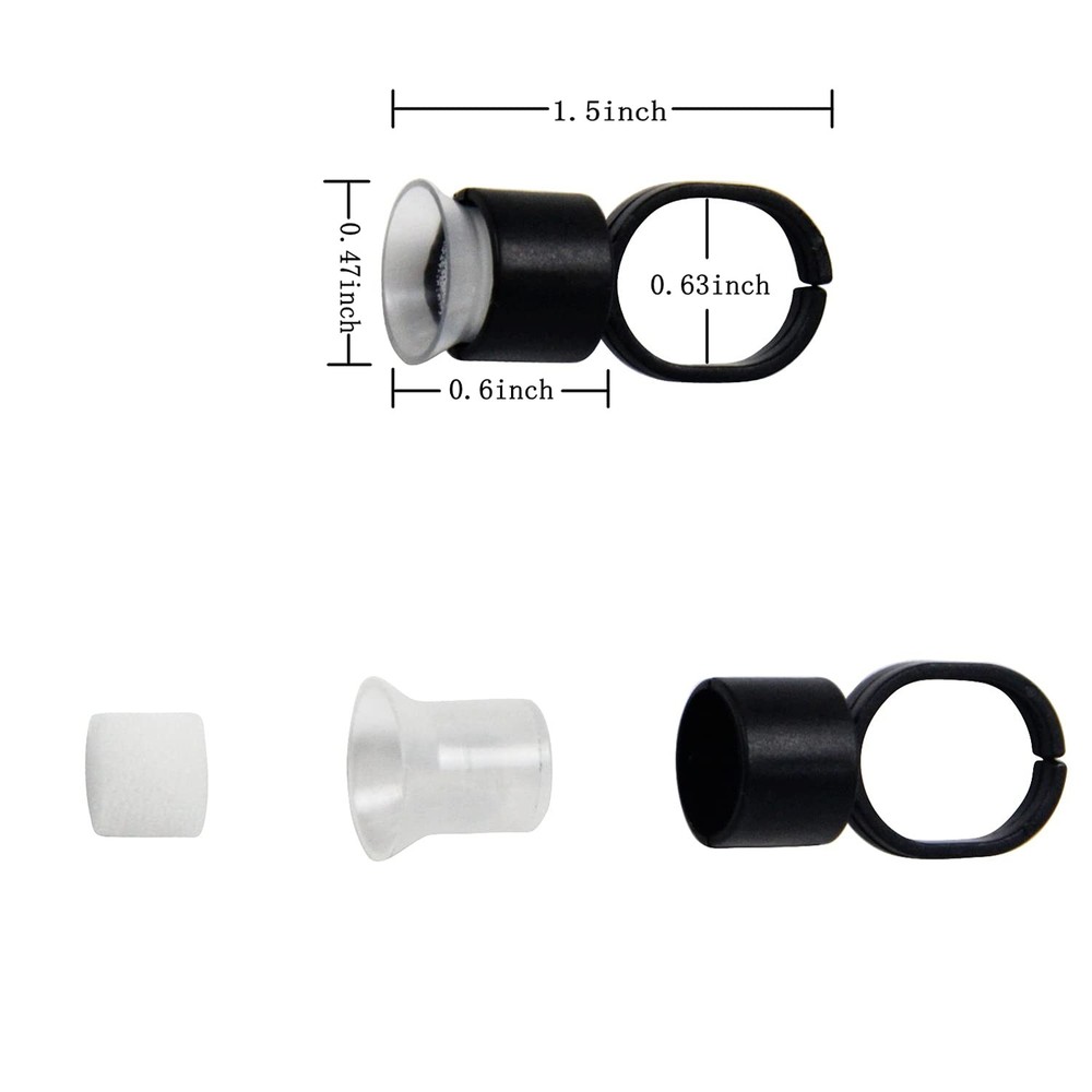 Tattoo Ink Ring Cups,100pcs Microblading Pigment Medium, Small, Black, White