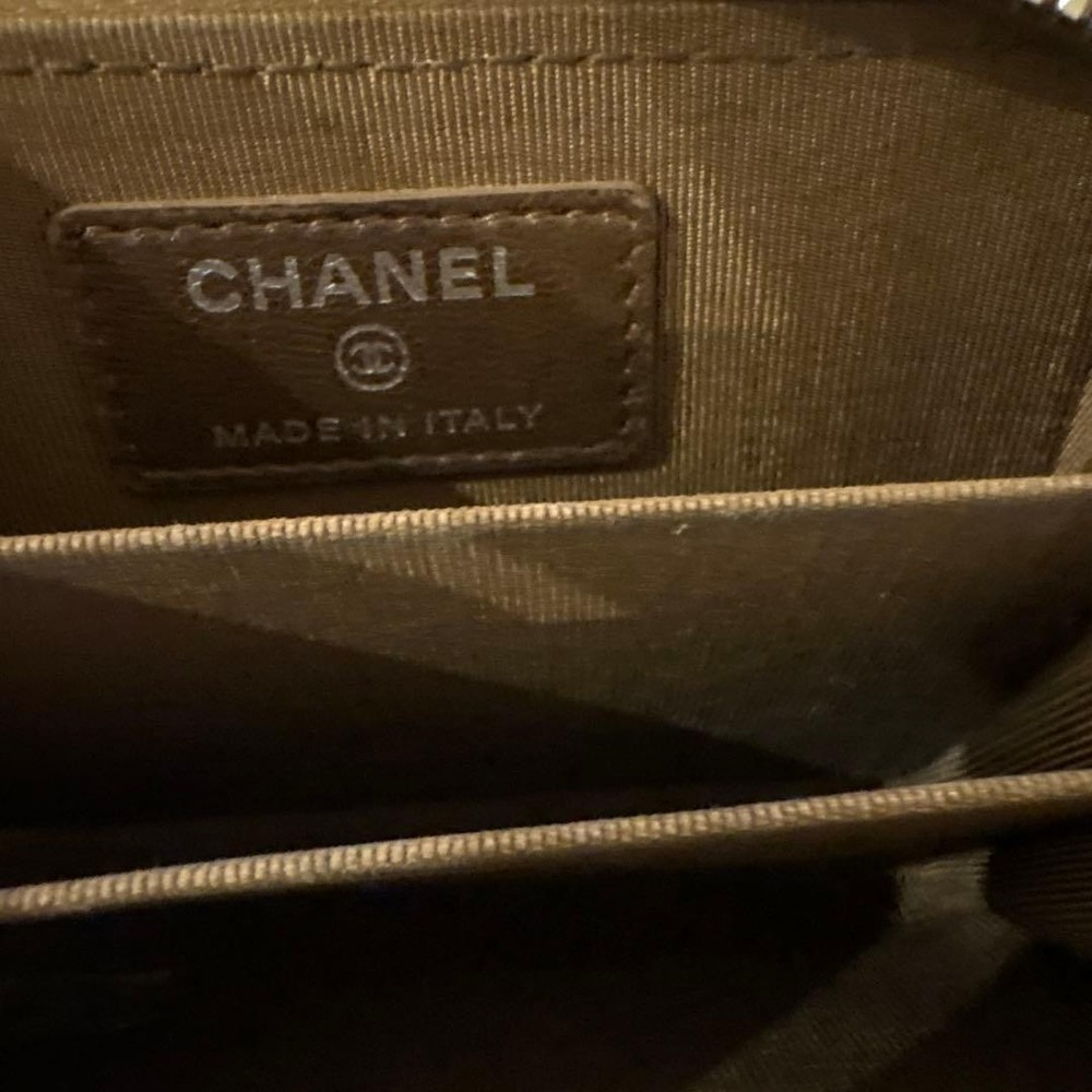 CHANEL Brown Quilted Coin Case