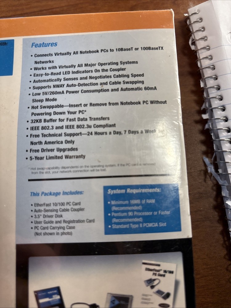 Linksys 10/00 PC Card New