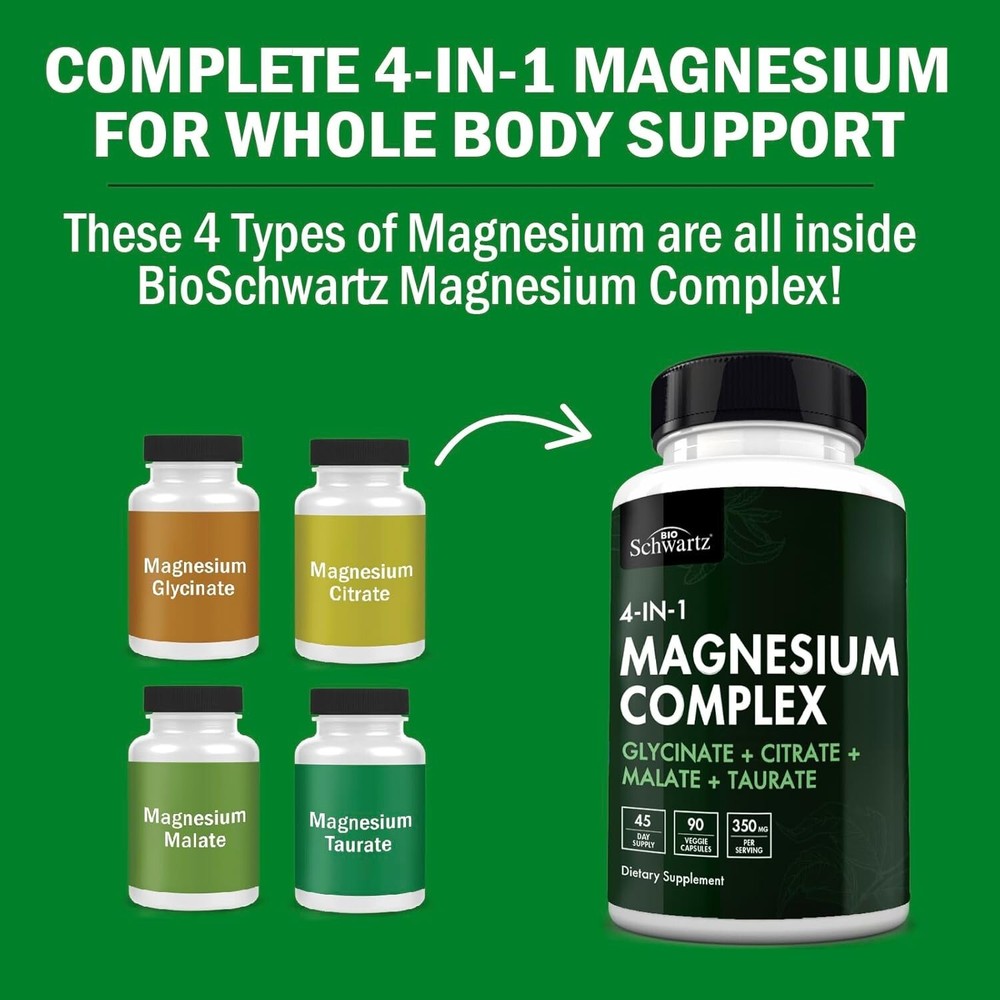 Magnesium Complex Supplement Extra Strength 350mg High Absorption Magnesium 90ct