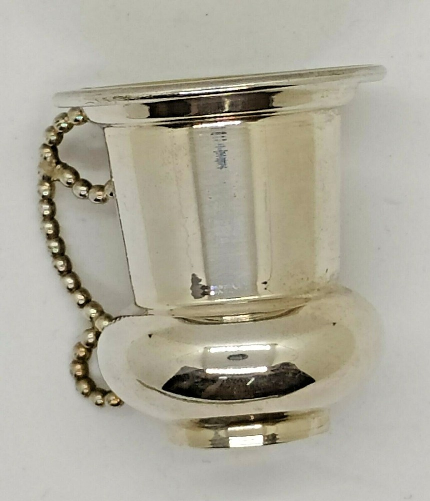 Handmade sterling silver Kiddush cup handle silver pearls shape small cup size