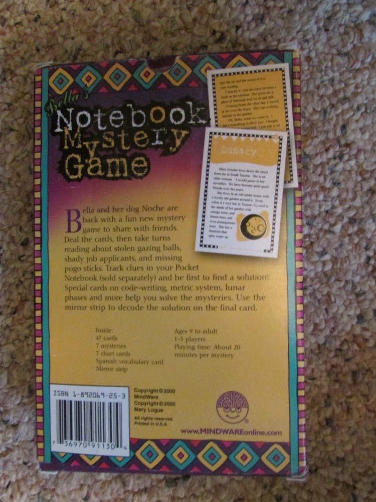 BELLA'S Notebook Mystery Card Game 7 Mysteries Mindware