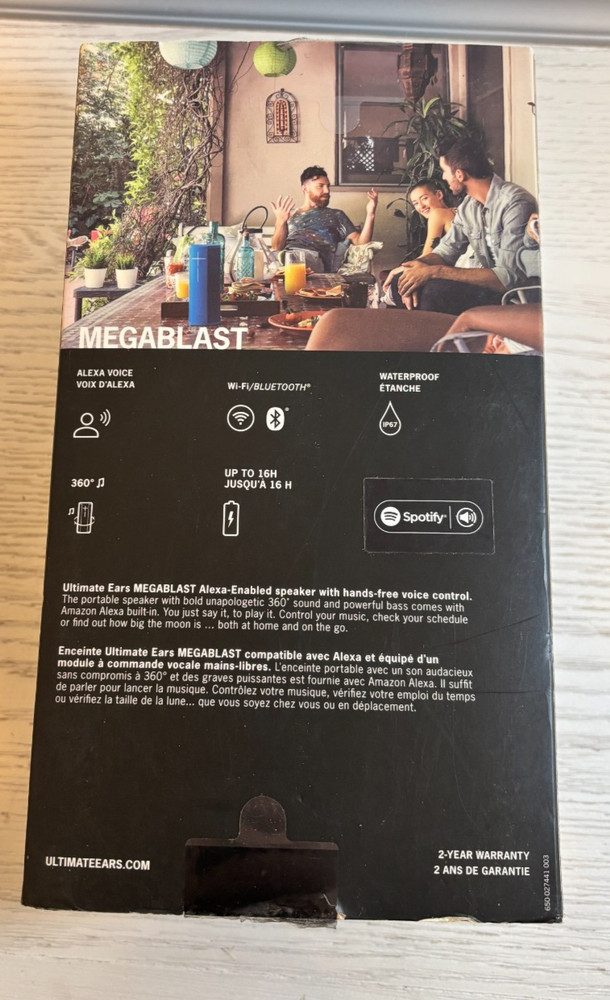Ultimate Ears Blast Portable Waterproof Wi-Fi Bluetooth Speaker - Blue PreOwned
