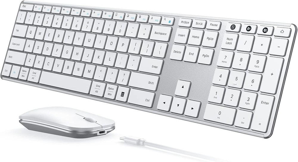 Bluetooth Keyboard & Mouse Set - Fits Windows, Mac, iPad - Rechargeable & Slim