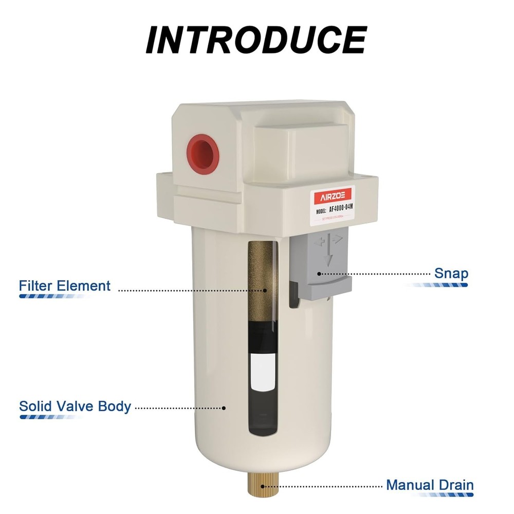 High-Performance 1/2" NPT Air Compressor Water Separator with Brass Filter