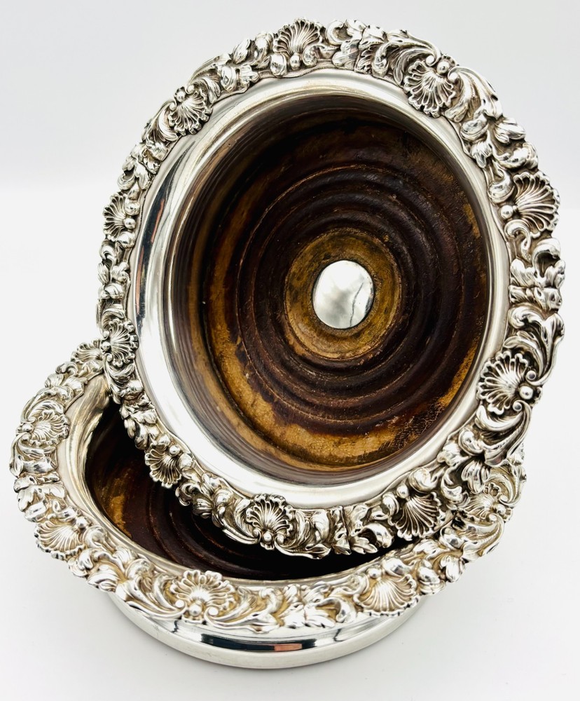 19th Century Sheffield Plate Table Bottle Coasters Pair – Circa 1875
