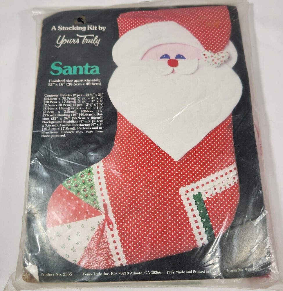 vintage 1982 Yours Truly STOCKING Kit SANTA Christmas #2555 patchwork
