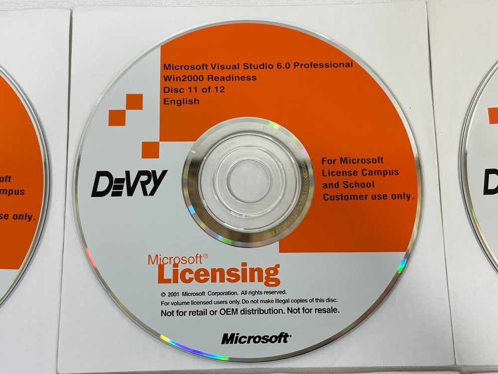 Microsoft DeVry Visual Studio 6.0 Professional 12-Disc Complete Set Software CD