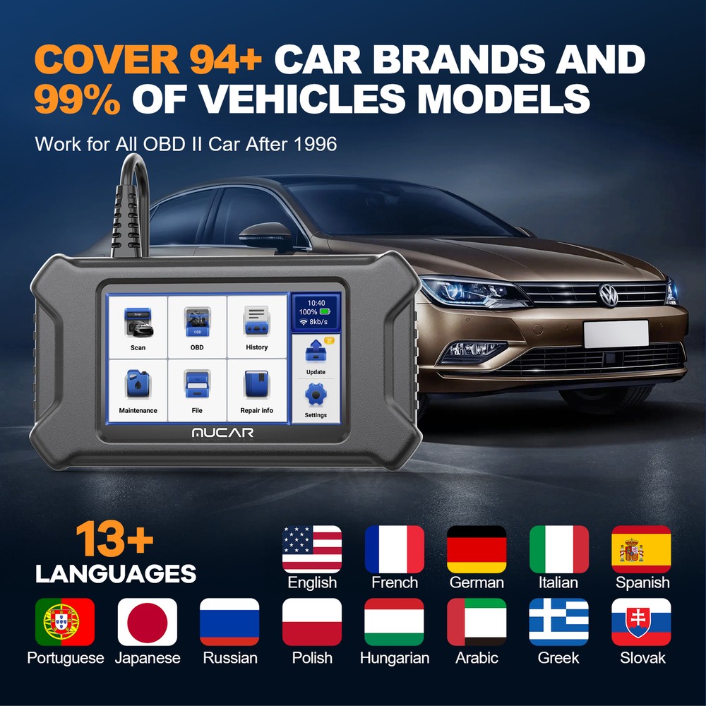 MUCAR CS4 OBD2 Scanner Transmission ABS SRS Engine Car Diagnostic Scan Tool DPF