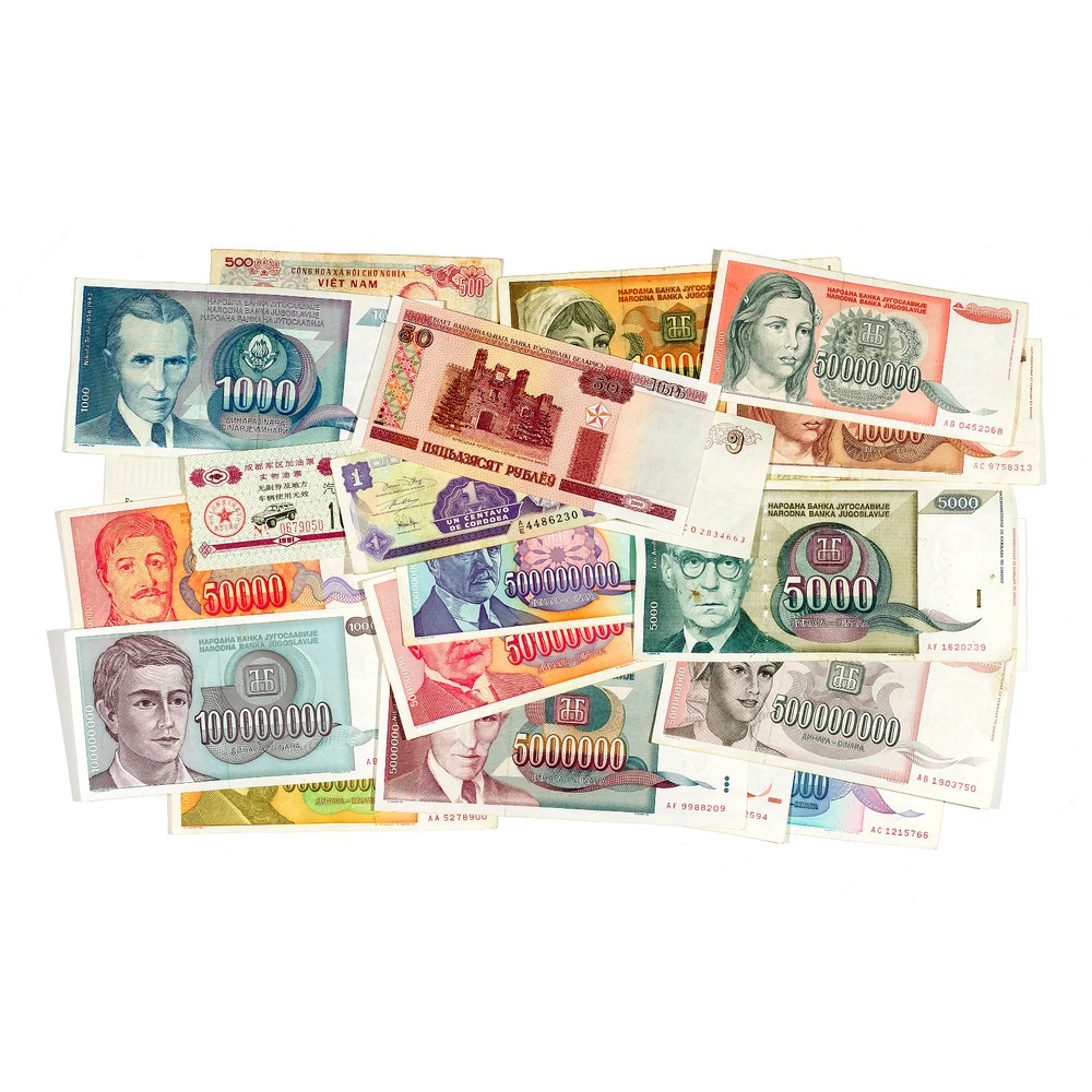 20 diff. countries world paper moneyAU Unc. great starter set $20+ catalog value