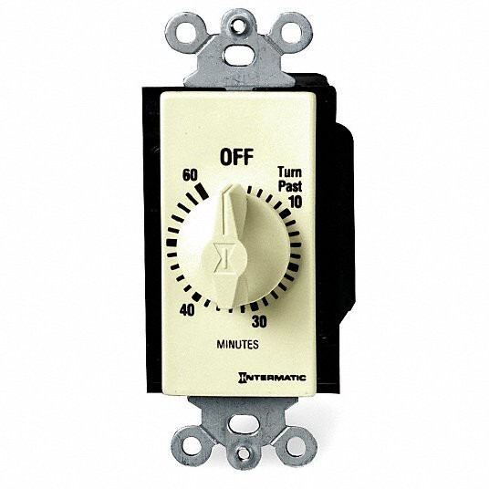 NEW Intermatic FD60M 1 Hour Spring Loaded Wall Timer Ceiling Fan Lights Ivory