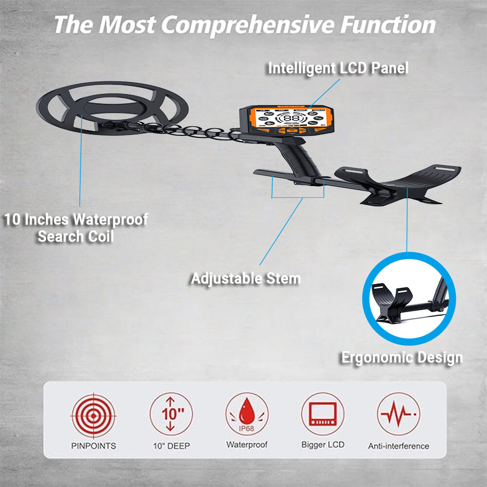Advanced Metal Detector - 5.8KHz,DISC Range,Ideal for Gold & Silver Hunting