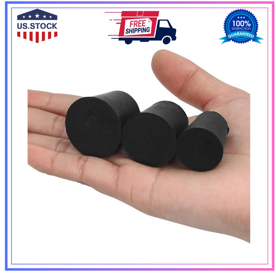 27 Pack (10 Assorted Sizes) 000# - 7# Tapered Lab Bungs Solid Rubber Stoppers