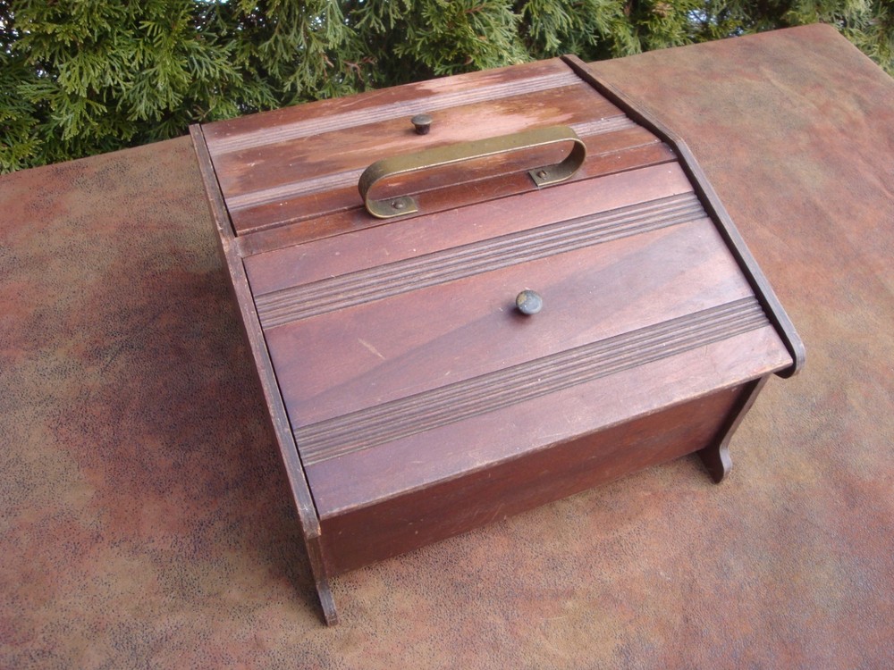 Vintage Wooden Sewing Box