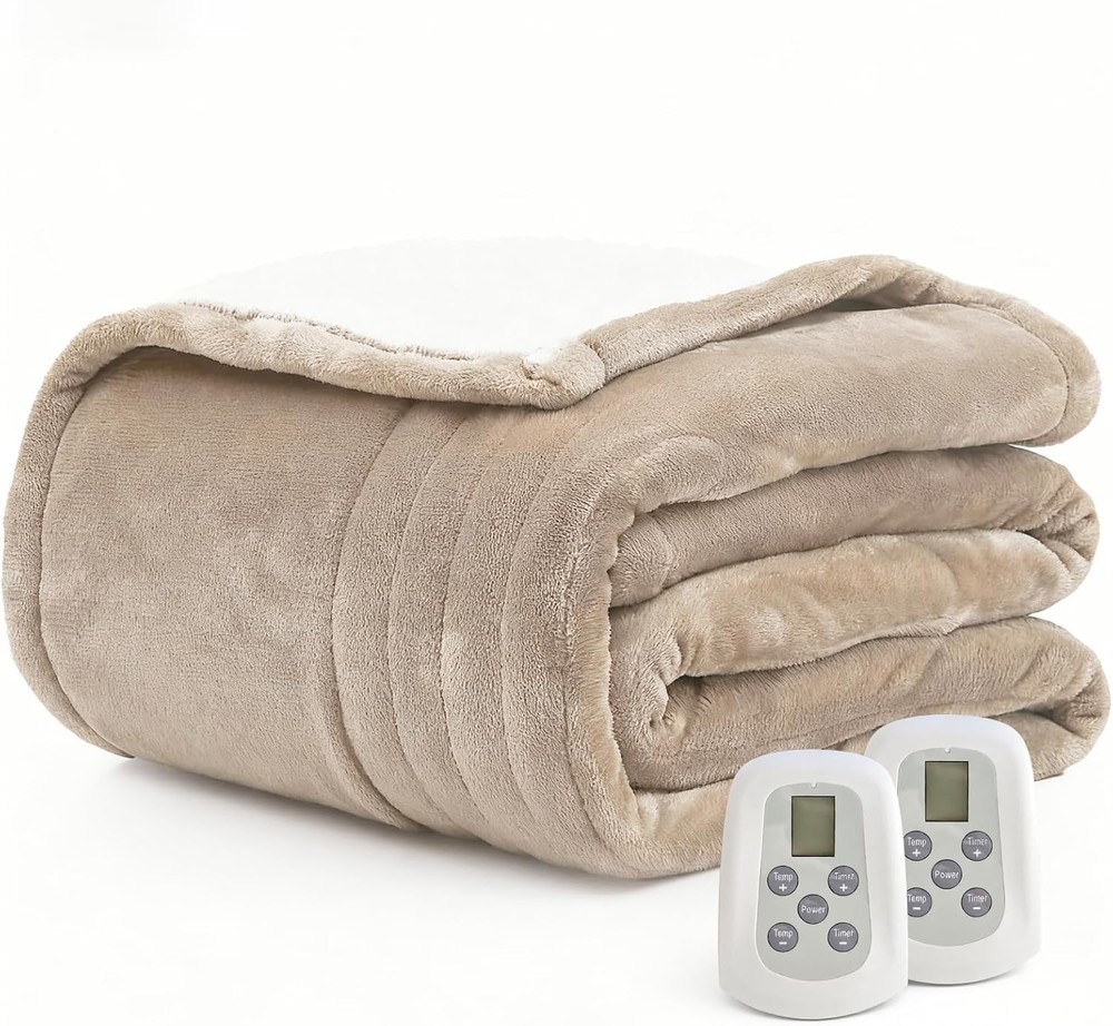 Queen Size Dual Control Electric Heated Flannel Blanket
