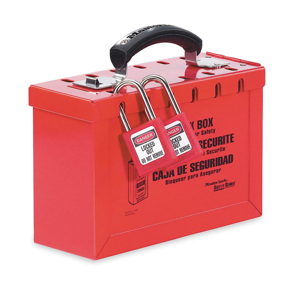 MASTER LOCK 498A Group Lockout Box,12 Locks Max,Red 4EMZ1