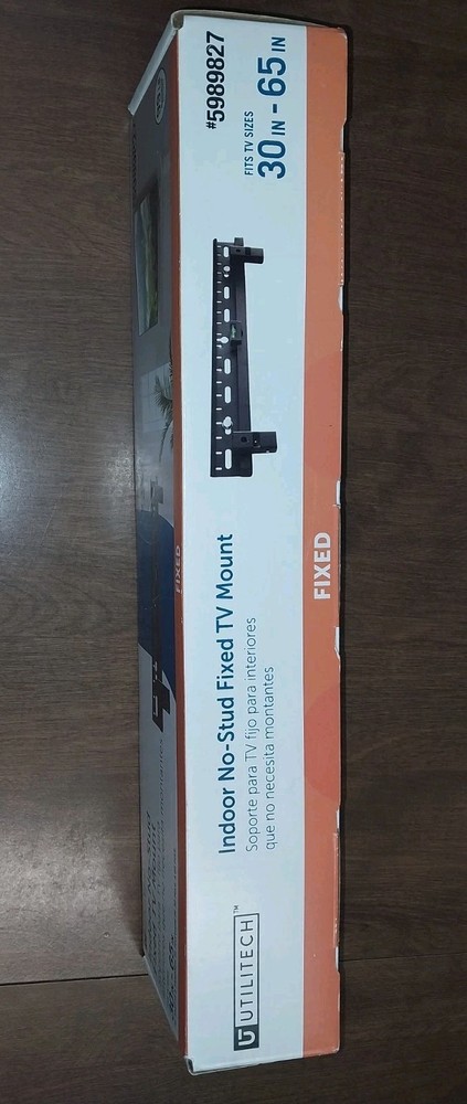UTILITECH INDOOR NO-STUD Fixed Tv Mount 30" - 65 " - 99 Lb NEW Open Box Hanger
