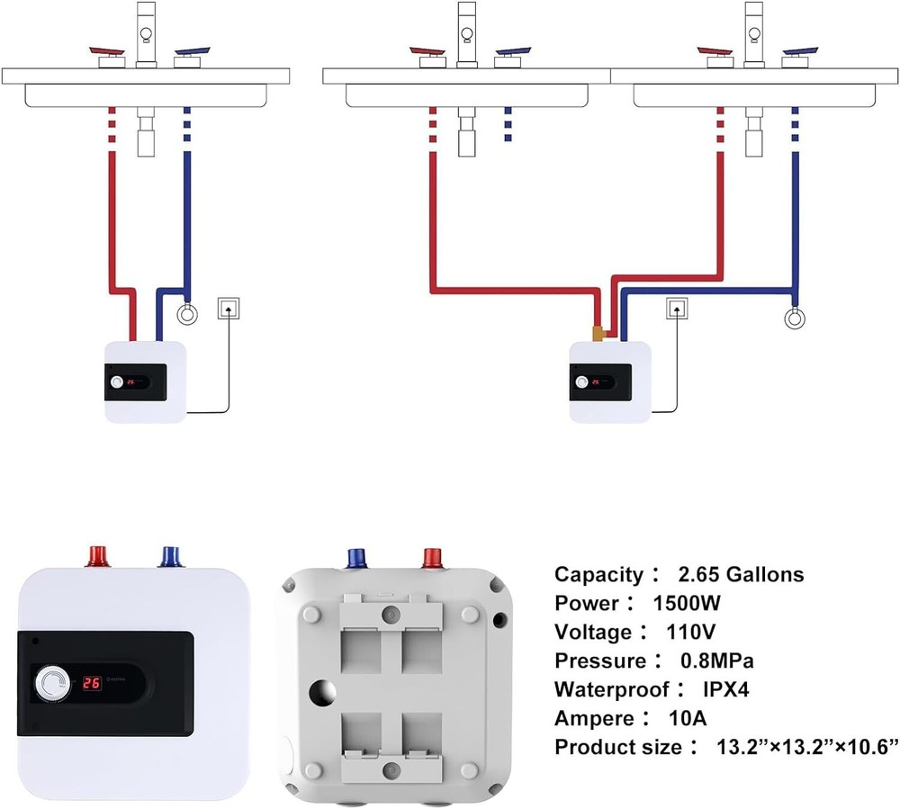 Electric Water Heater. 2.5 Gallon Point of Use Instant Hot Water (SKU604)