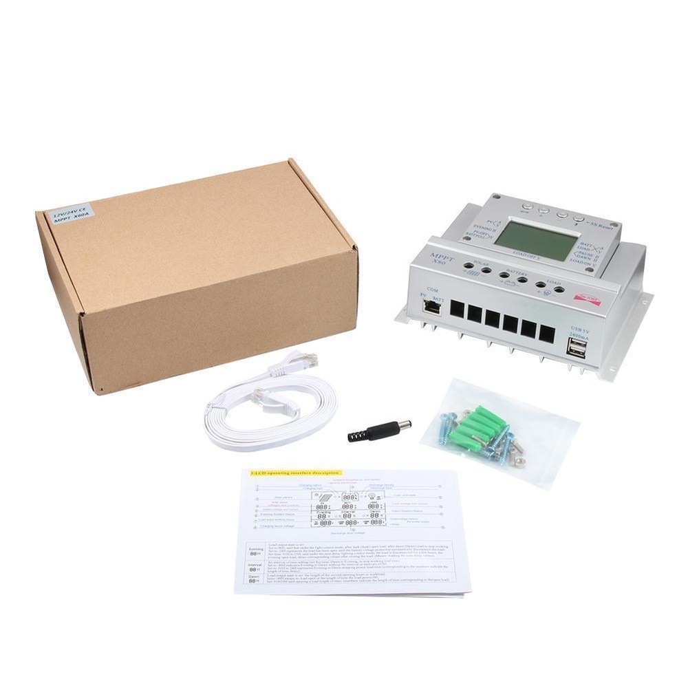 Solar Charge Controller MPPT 60A Solar Panel Regulator 12V 750W / 24V 1500W A4