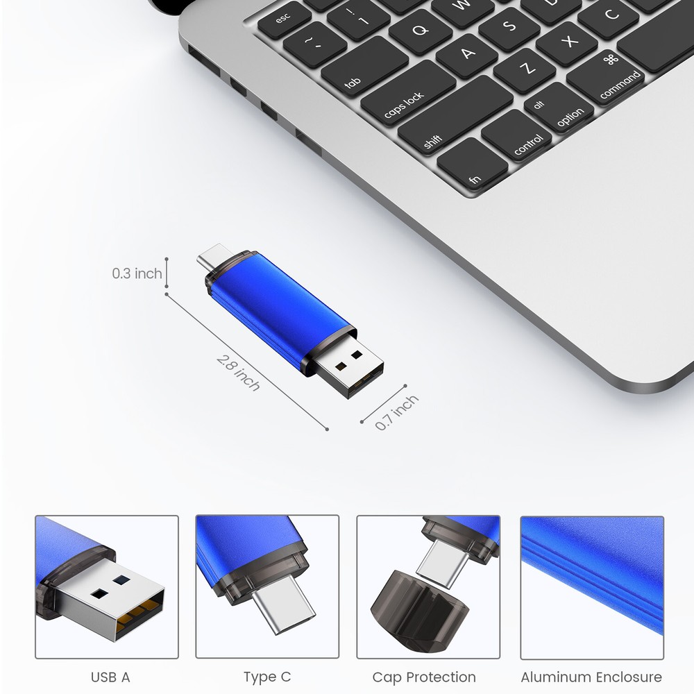Kootion USB 2.0 32GB Dual Port Type-C Flash Drives Memory Stick Android Samsung