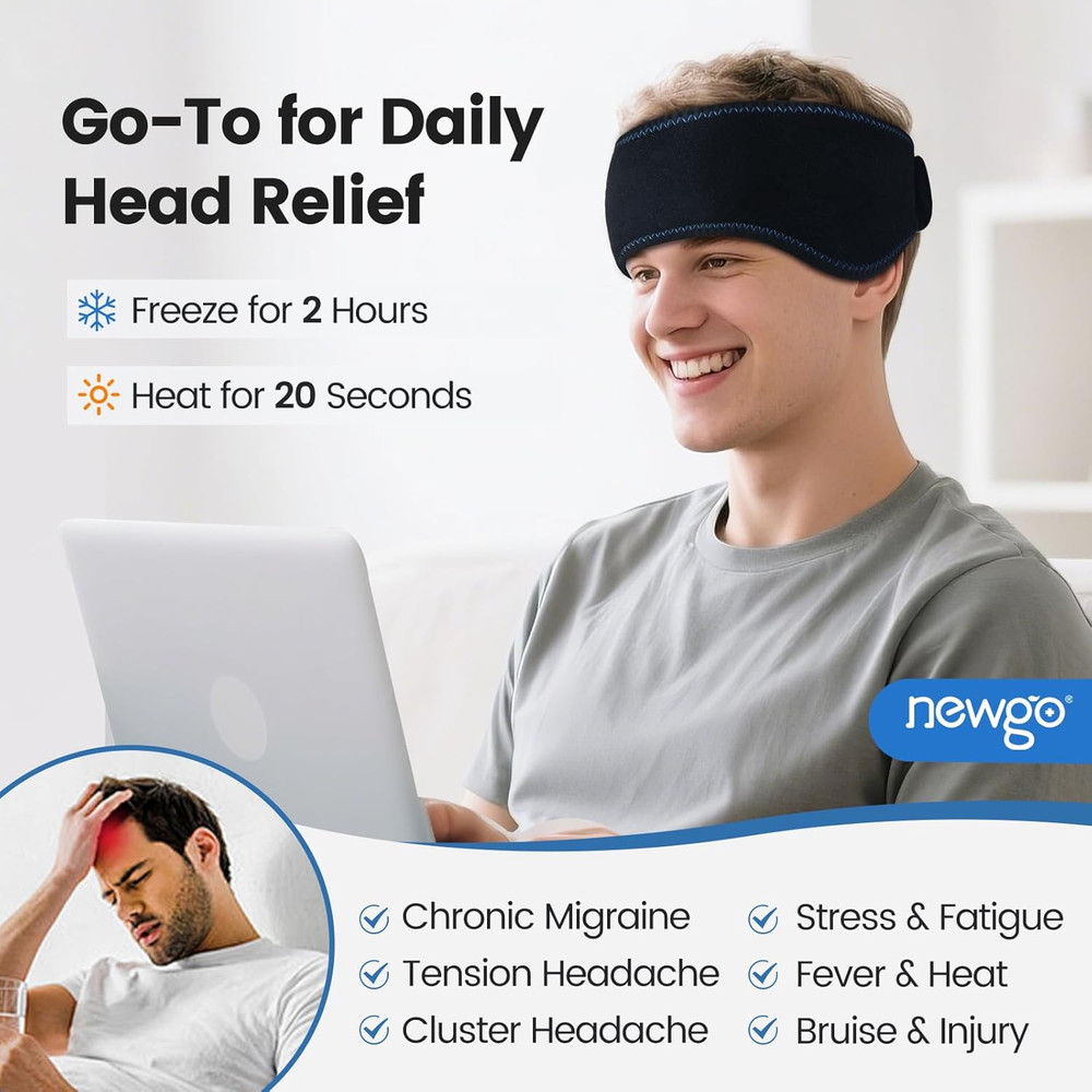 Headache Ice Pack Head Wrap for Migraines, FSA Eligible, Cold Pack Head Ice Ther