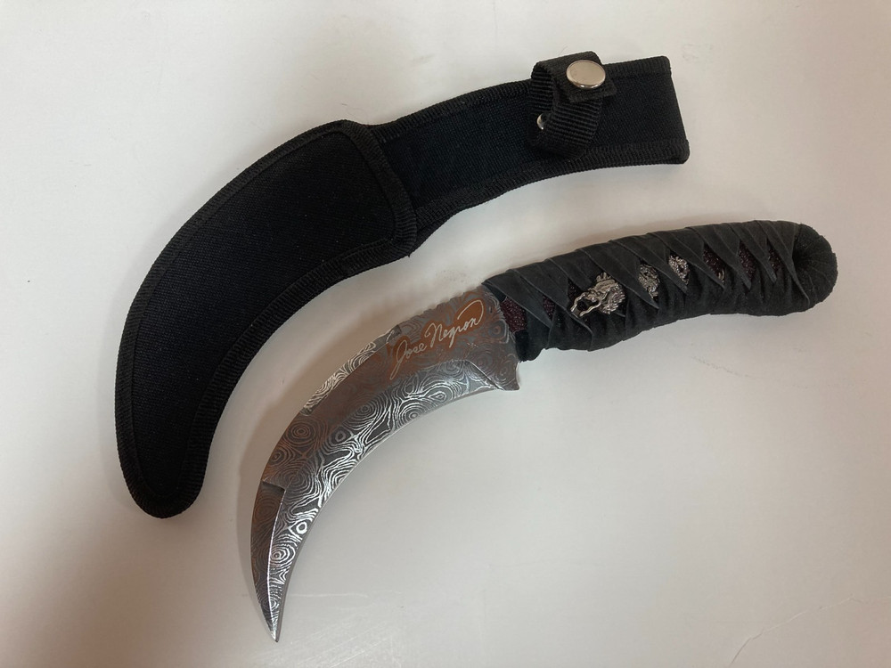 Jose Negron Curved Dragon Dagger with Leather Wrapped handle