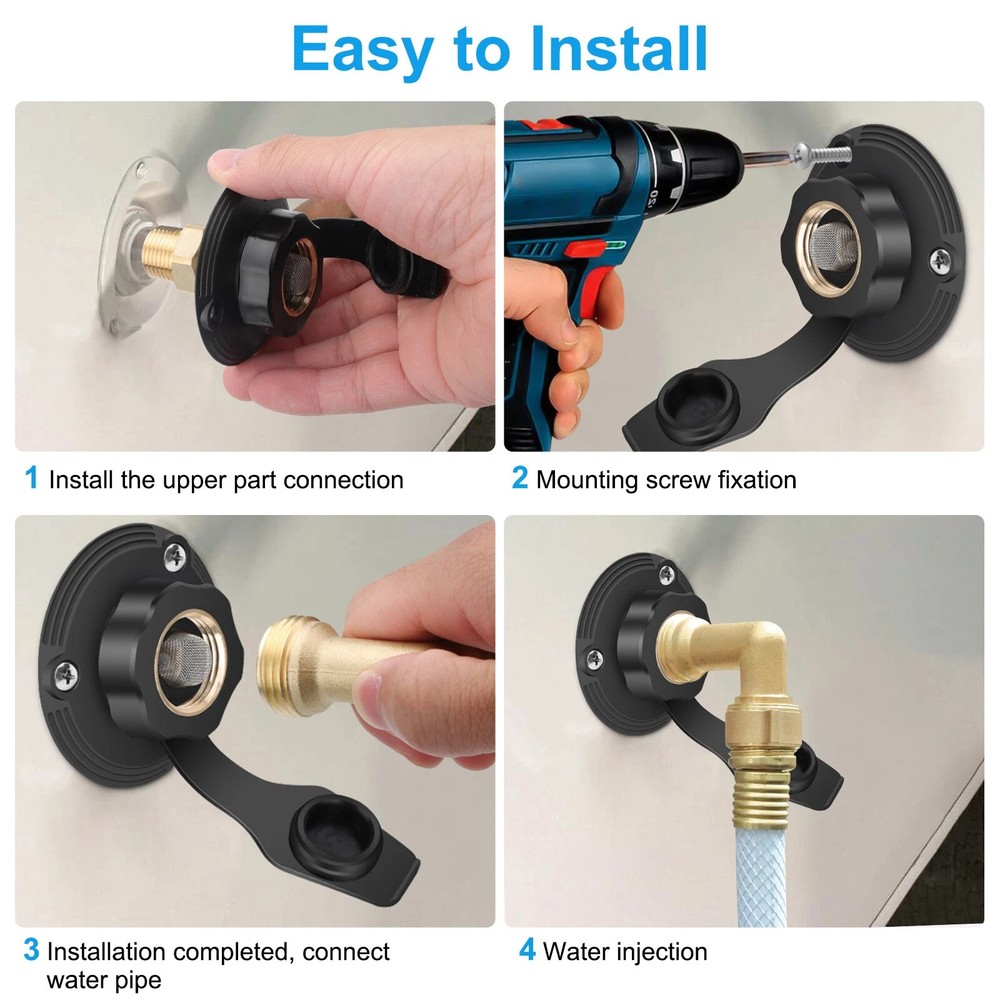 City water inlet RV connection for with check valve brass flange hose fitting