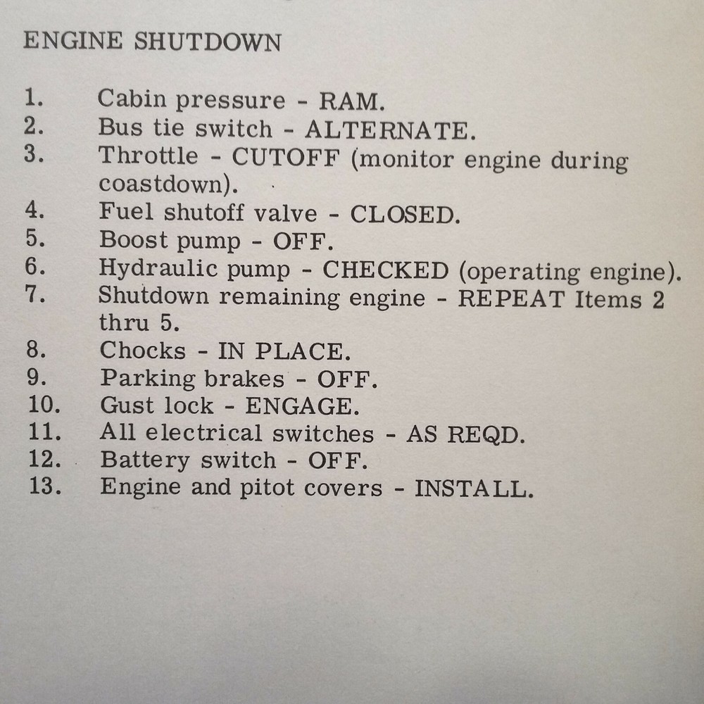 Aero Commander, Jet Commander 1121 Pilot's Condensed Check List
