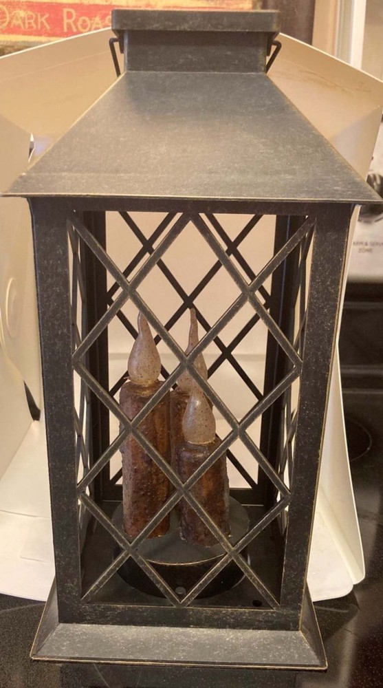 Burnt Mustard Dripped Pillar Lanterns