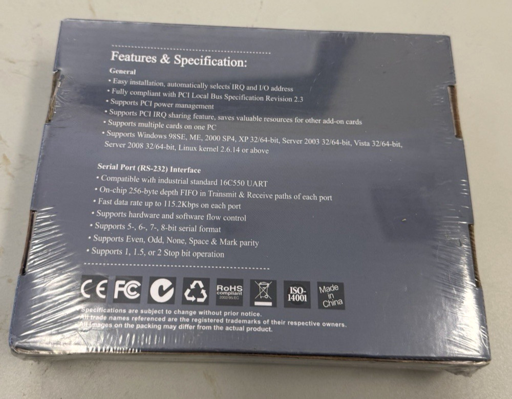 PCI Multi I/O 2 Serial RS-232 Serial Port Controller Card