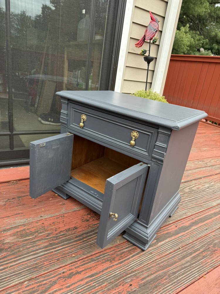 Vintage Night Stand Nightstand Refinished Solid Wood