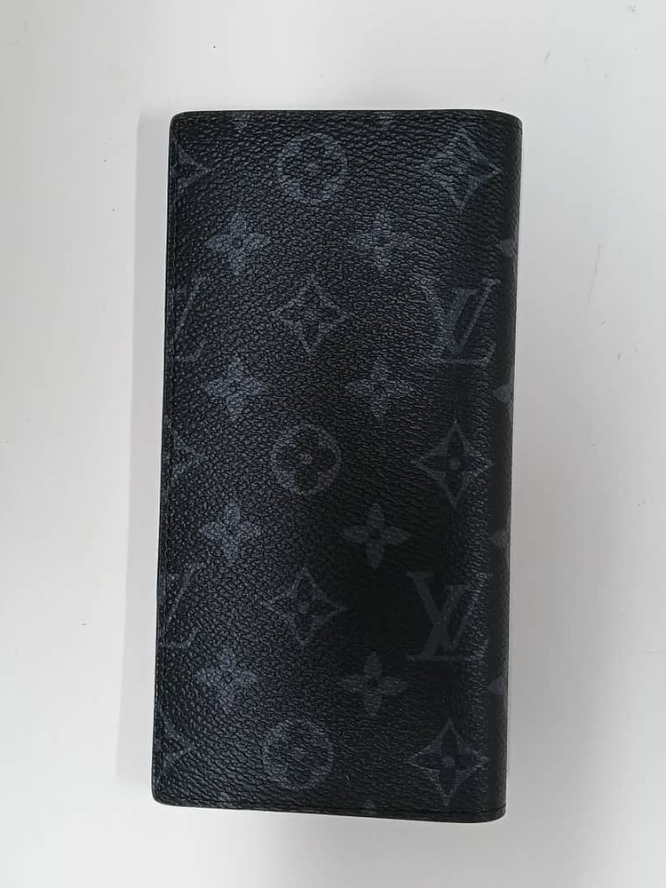 Louis Vuitton Monogram Eclipse Brazza Canvas Long Black Compact Wallet W/Box
