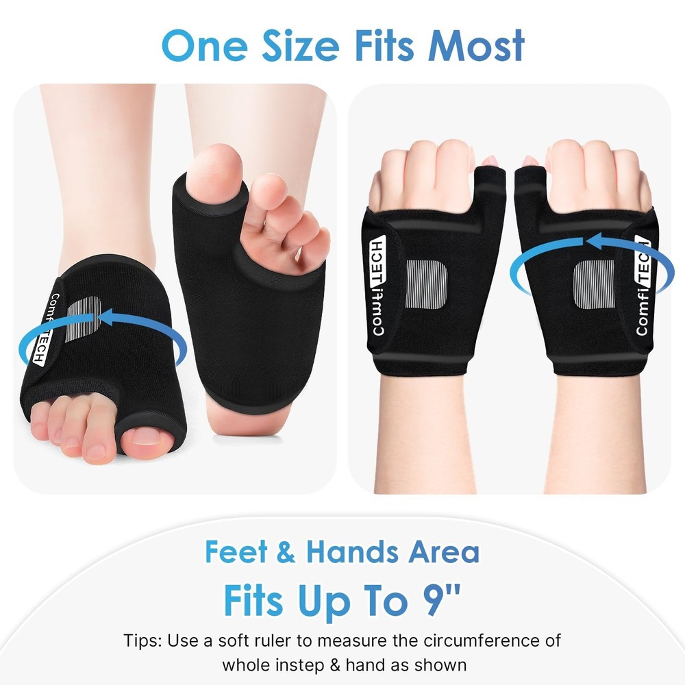 ComfiTECH Foot Toe Ice Pack Wrap 1 Pair, Forefoot Cold Sleeve with Stretchabl...