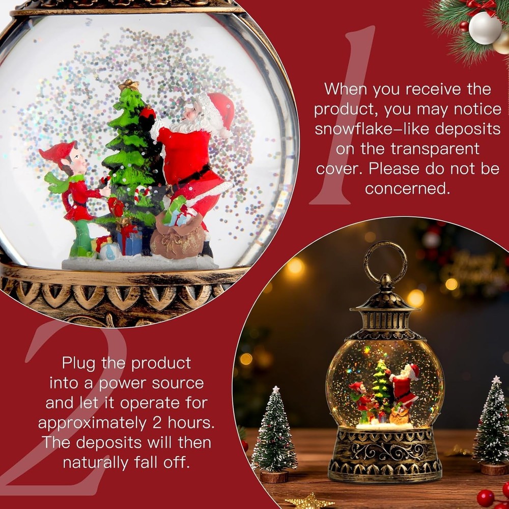 Vintage Santa Snow Globe Lantern - Musical & Timer Function for Festive Cheer