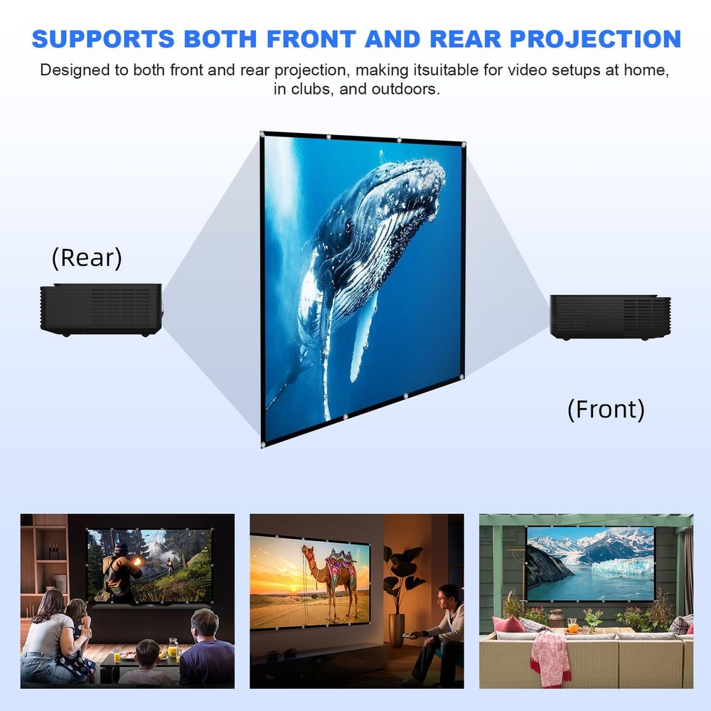 Projector Screen, 84 inch Foldable Portable Rear Front Projector Screen Indoo...