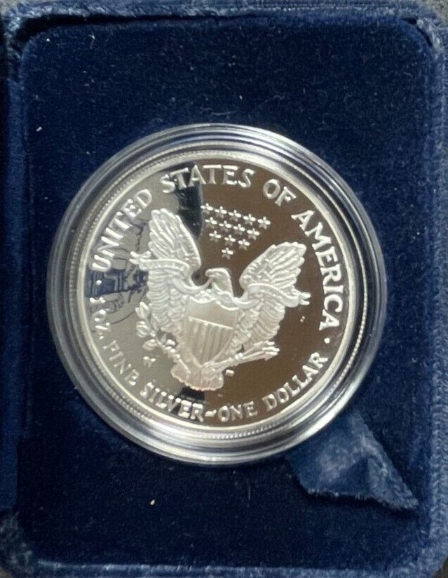 2002-W AMERICAN SILVER EAGLE.999 1TROY OZ. SILVER ~PROOF WITH BOX&COA