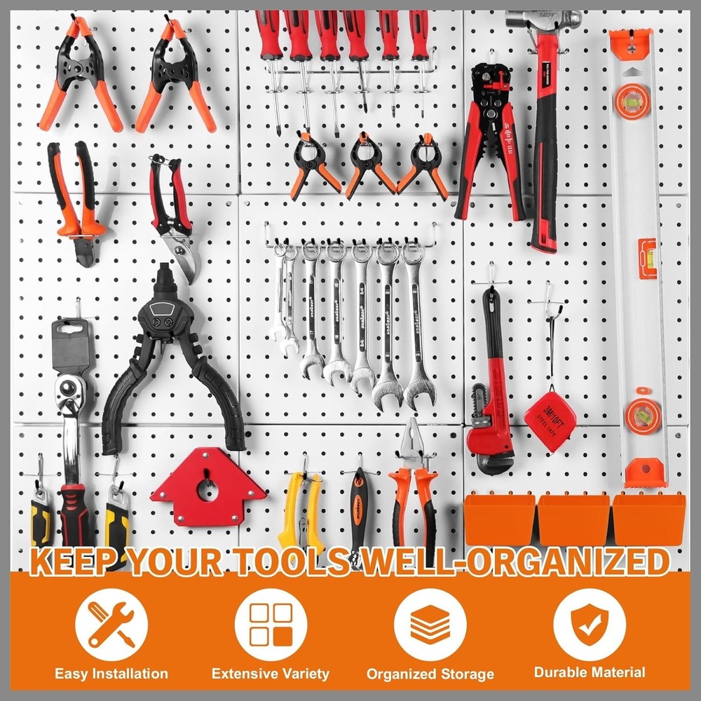 Multi-Purpose Pegboard Hooks Kit: 309 Pieces for Garage and Kitchen Organization