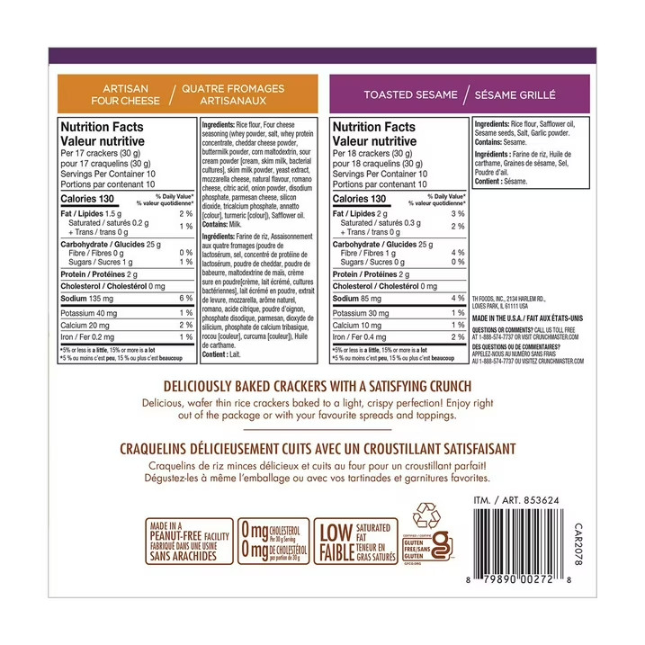 Crunchmaster Rice Crackers Variety Pack 10.5 oz 2 Pack – Gluten-Free