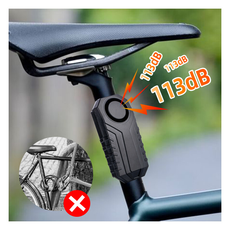 Bike Alarm, Remote Control, 113 dB, Loud, Adjustable Sensitivity, for Rolling