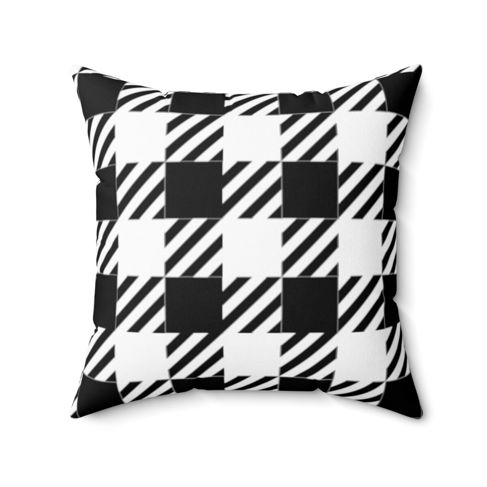 Spun Polyester Square Pillow Plaid Print