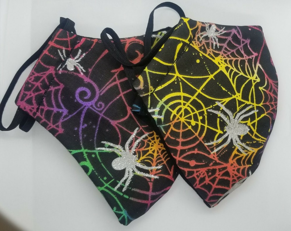 2 Pk- Colorful Glittery Spiders Facemask