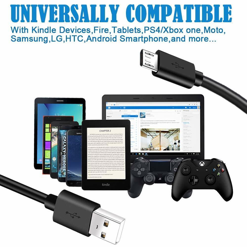 10ft MFi Certified Micro USB Charging Cable Android Samsung Fire Tablet Kindle