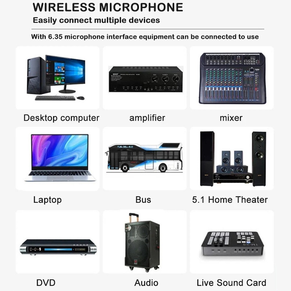 2PCS Wireless VHF Professional Microphone Handheld Mic System Karaoke w/Receiver