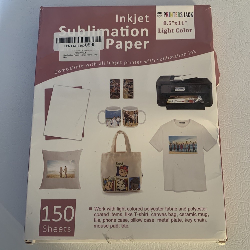 8.5 x 11'', 150 Sheets for any inkjet printer with sublimation inks