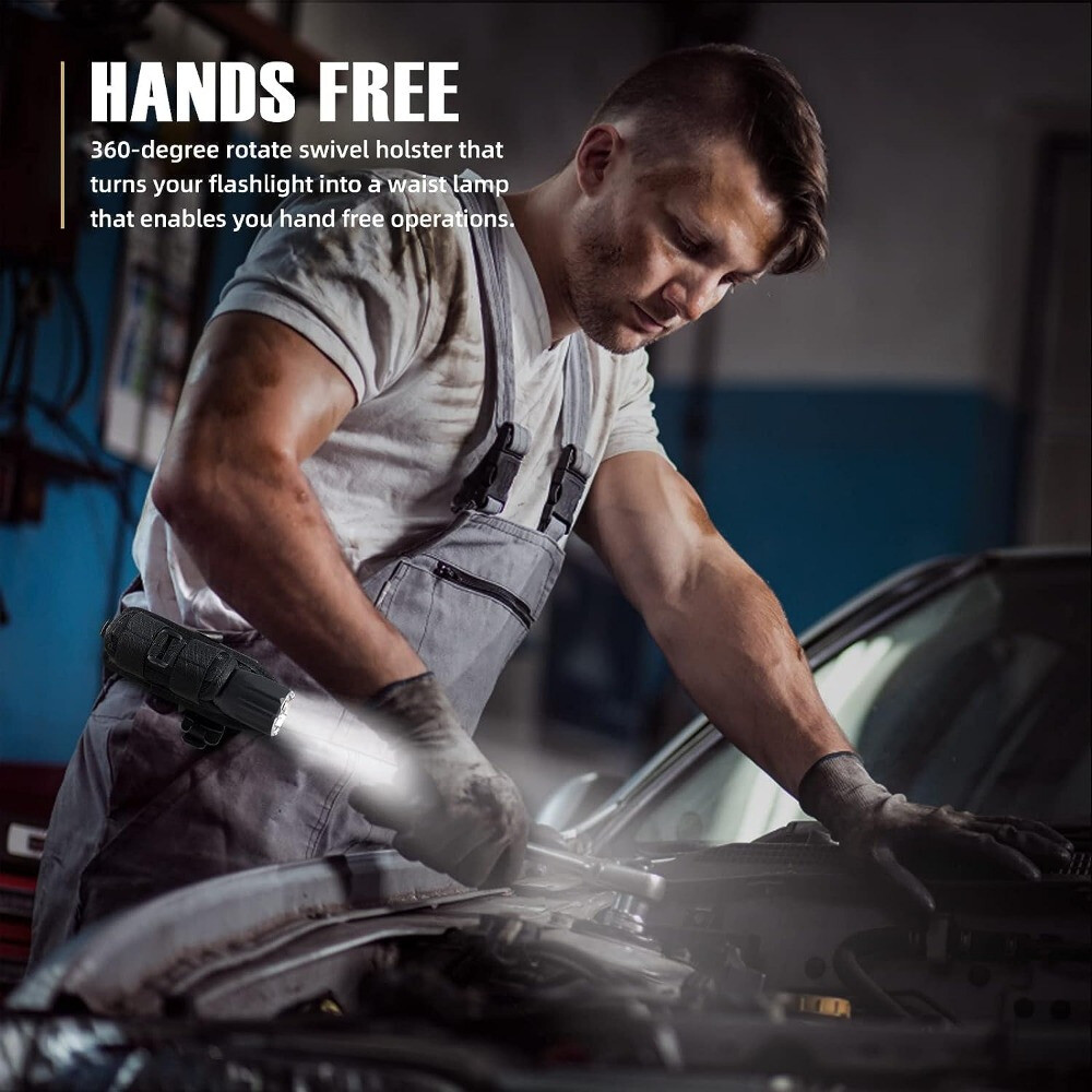 Tactical Molle Flashlight Holder Nylon Belt Holster Flashlight Torch Case Pouch