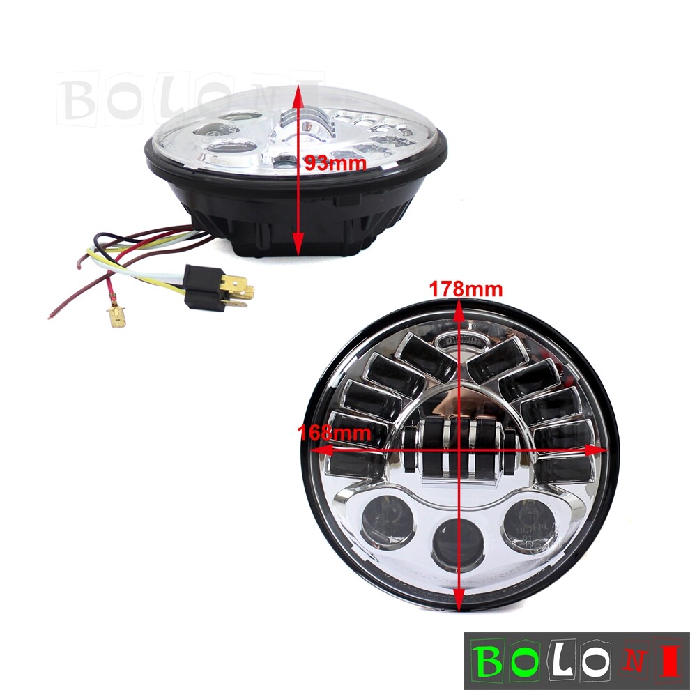Chrome Round LED Headlight For Harley Softail Touring DOT SAE E9 approved 94-13