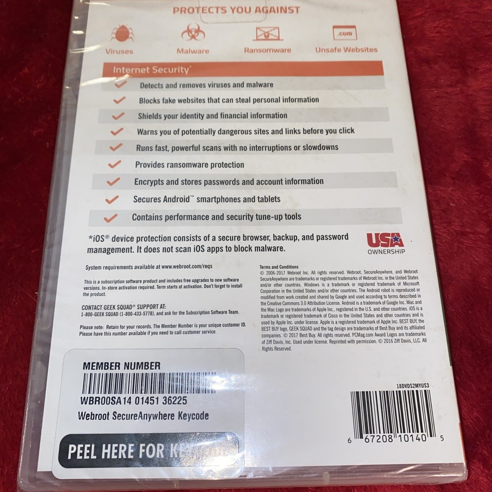 WEBROOT Secure Anywhere Internet Security, 3 Devices Antivirus Mobile PC Mac