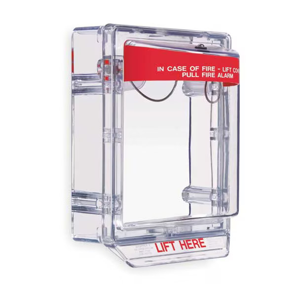 Pull Station Guard, Polycarbonate, Surface Mount, Clear, 5 3/16 in Depth, 6